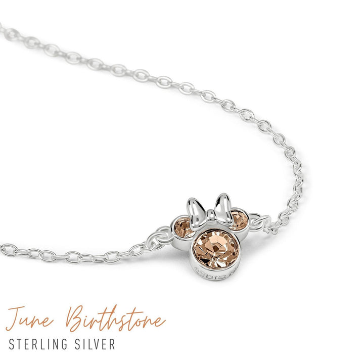 Disney Mickey & Minnie 925 6.75+1" Mouse June Birthstone Bracelet B902594SJUNL-67.PH