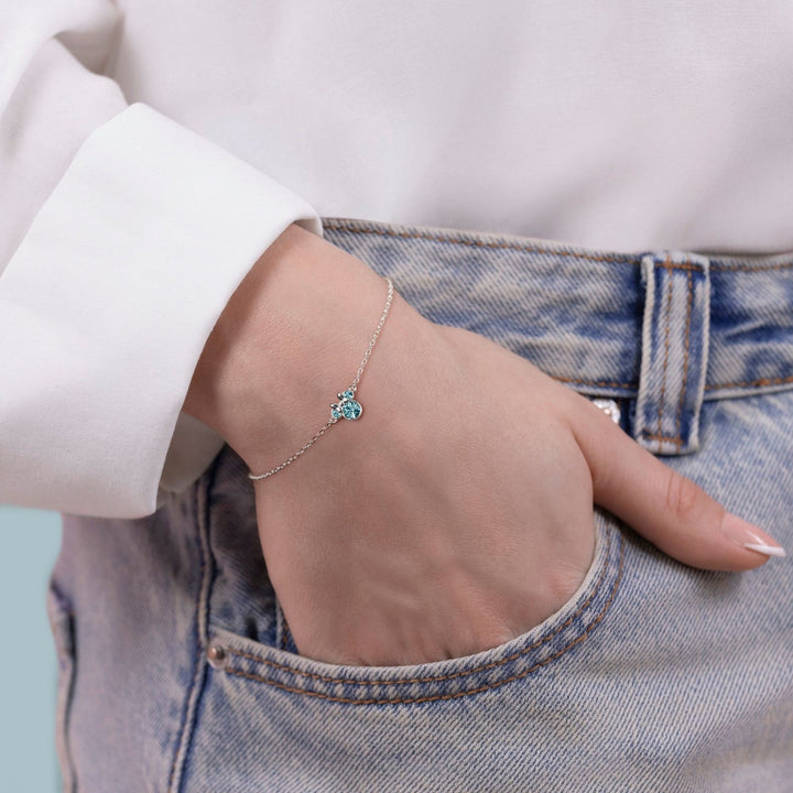 Disney Mickey & Minnie 925 6.75+1" Mouse March Birthstone Bracelet B902594SMARL-67.PH