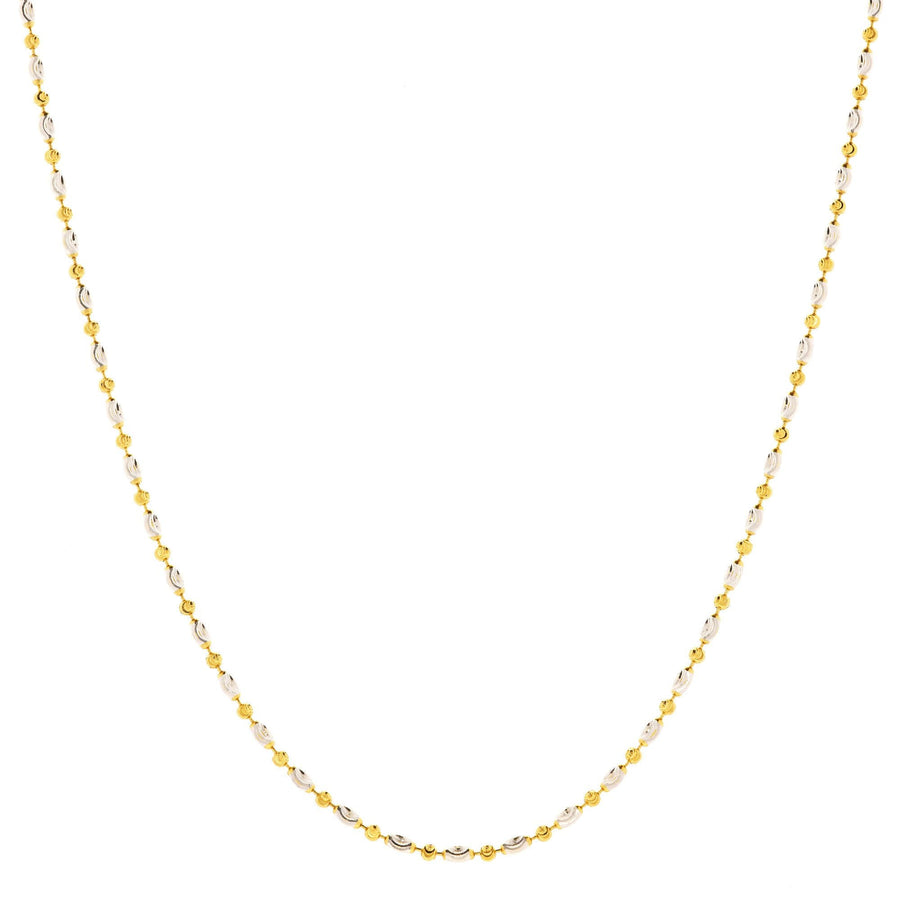 Sterling Silver Two Colour Diamond Cut Beaded Necklace
