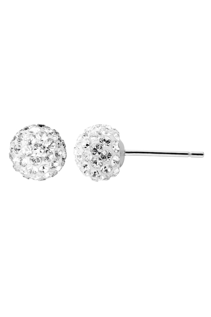 Sterling Silver Crystal 9.5mm Ball Pendant and 7.5mm Stud Earrings Set-1