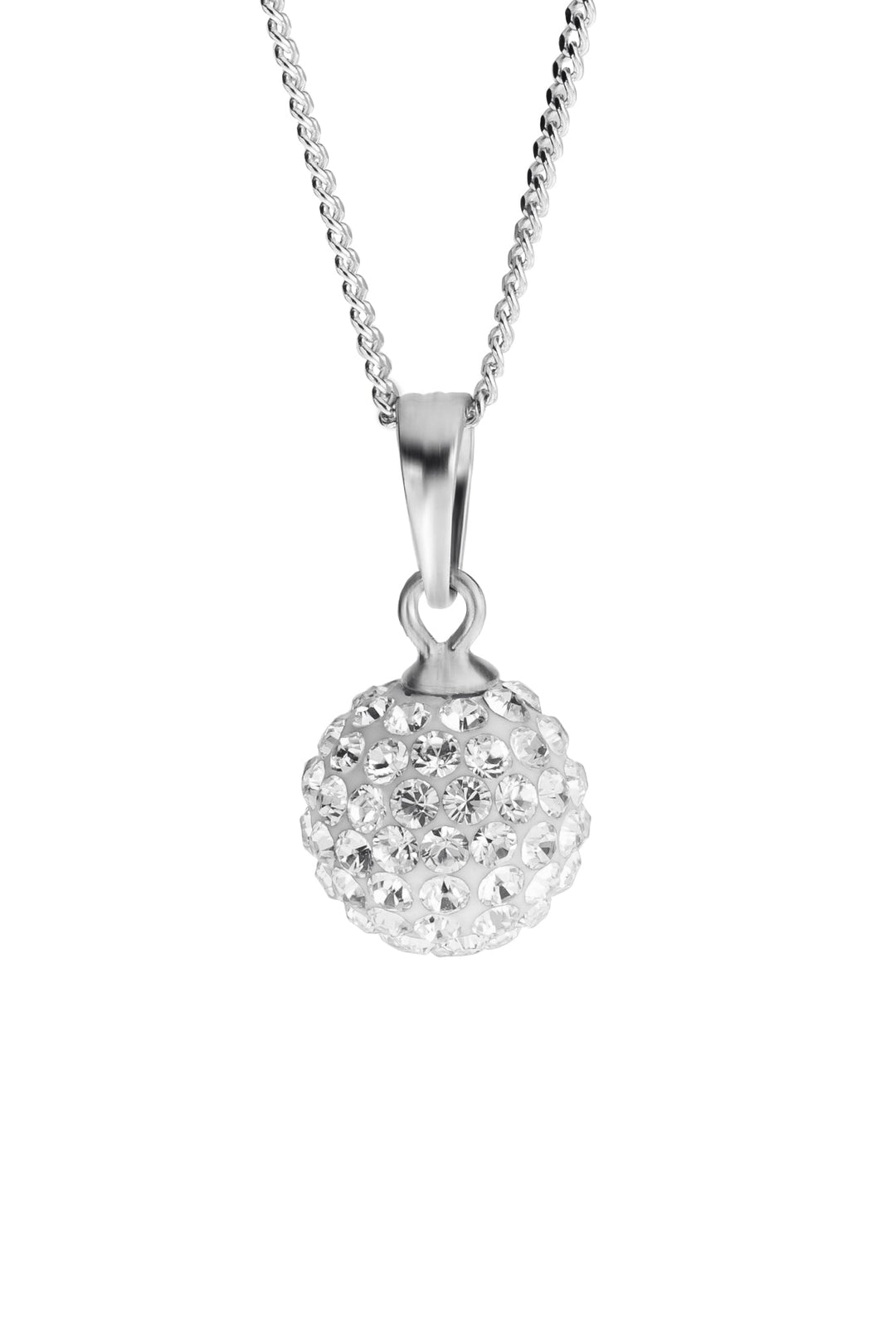 Sterling Silver Crystal 9.5mm Ball Pendant and 7.5mm Stud Earrings Set-3