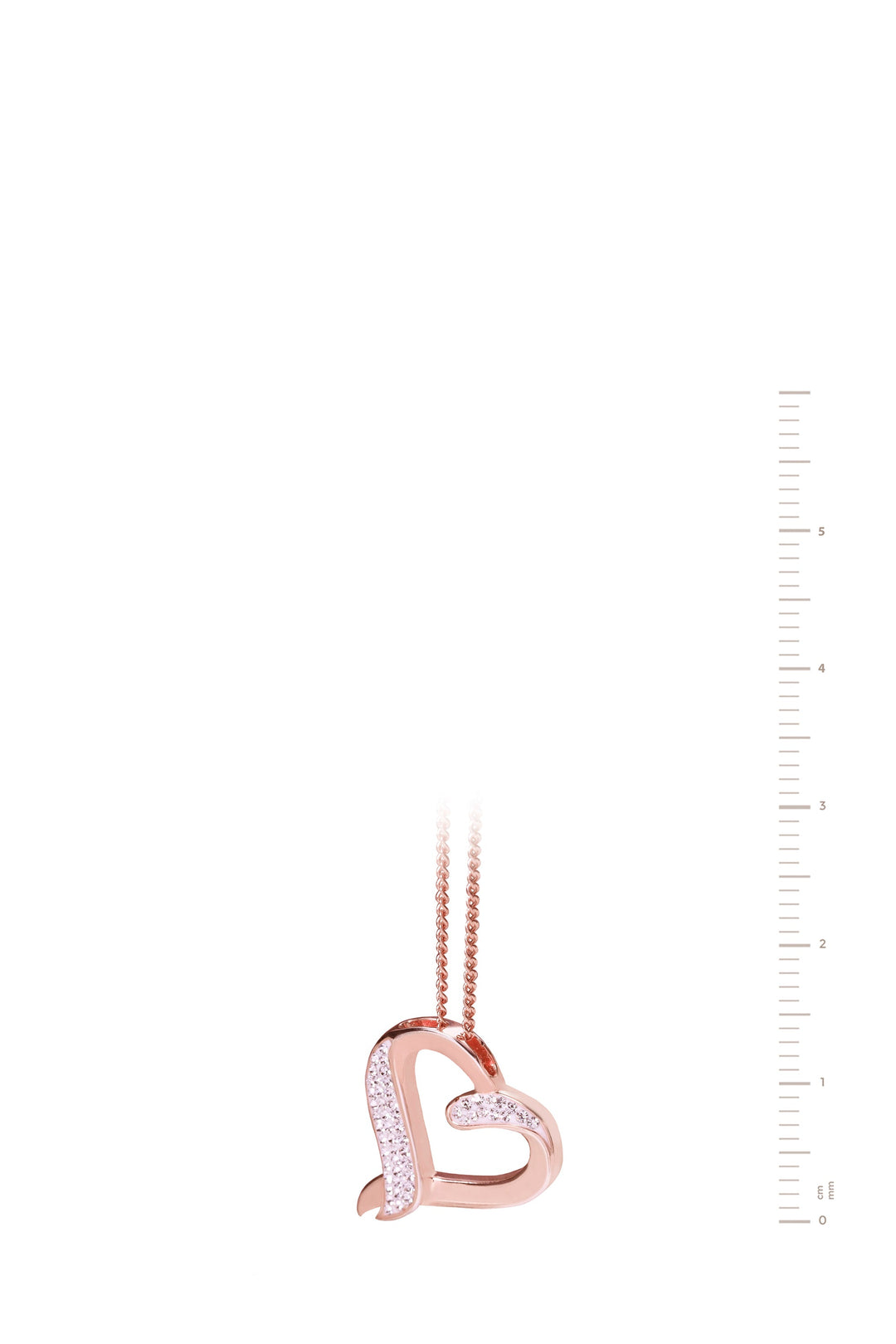 Sterling Silver Rose Gold Plated Crystal Open Heart Pendant Necklace