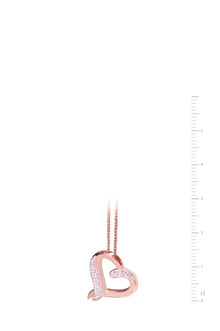Sterling Silver Rose Gold Plated Crystal Open Heart Pendant Necklace