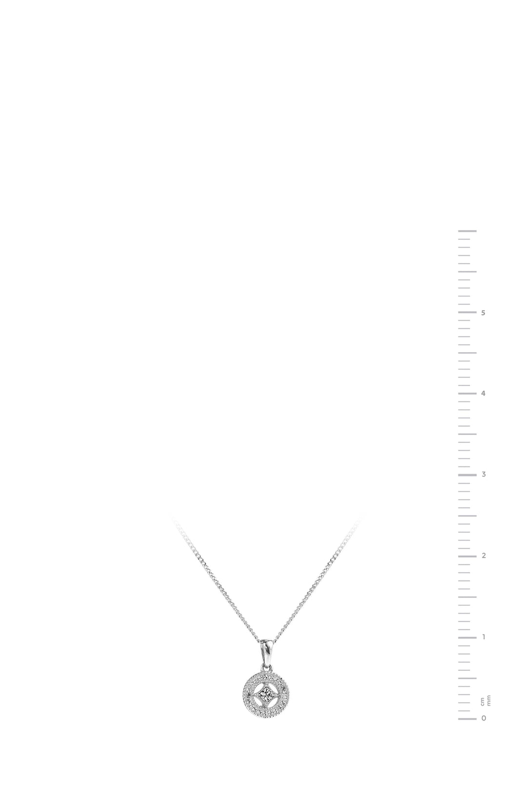 Sterling Silver Crystal Round Milgrain Pendant Necklace