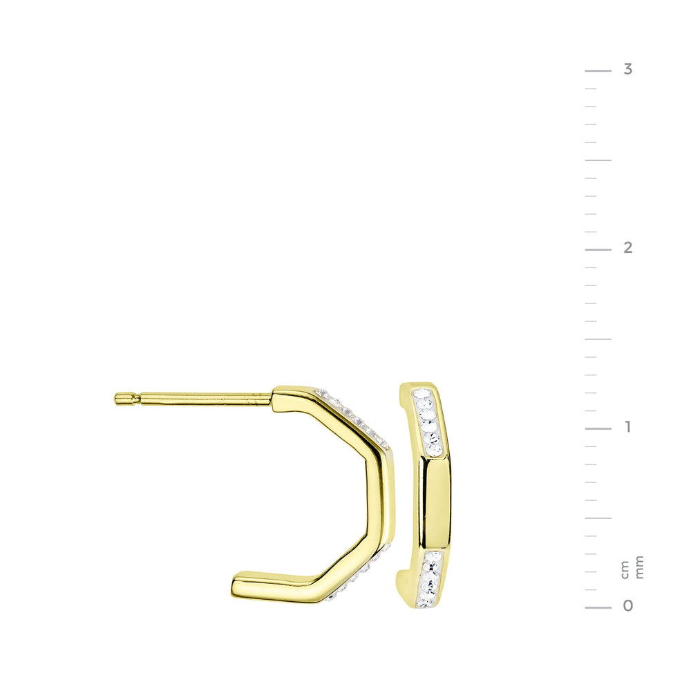 Sterling Silver Gold Plated Crystal Hexagon Stud Earrings