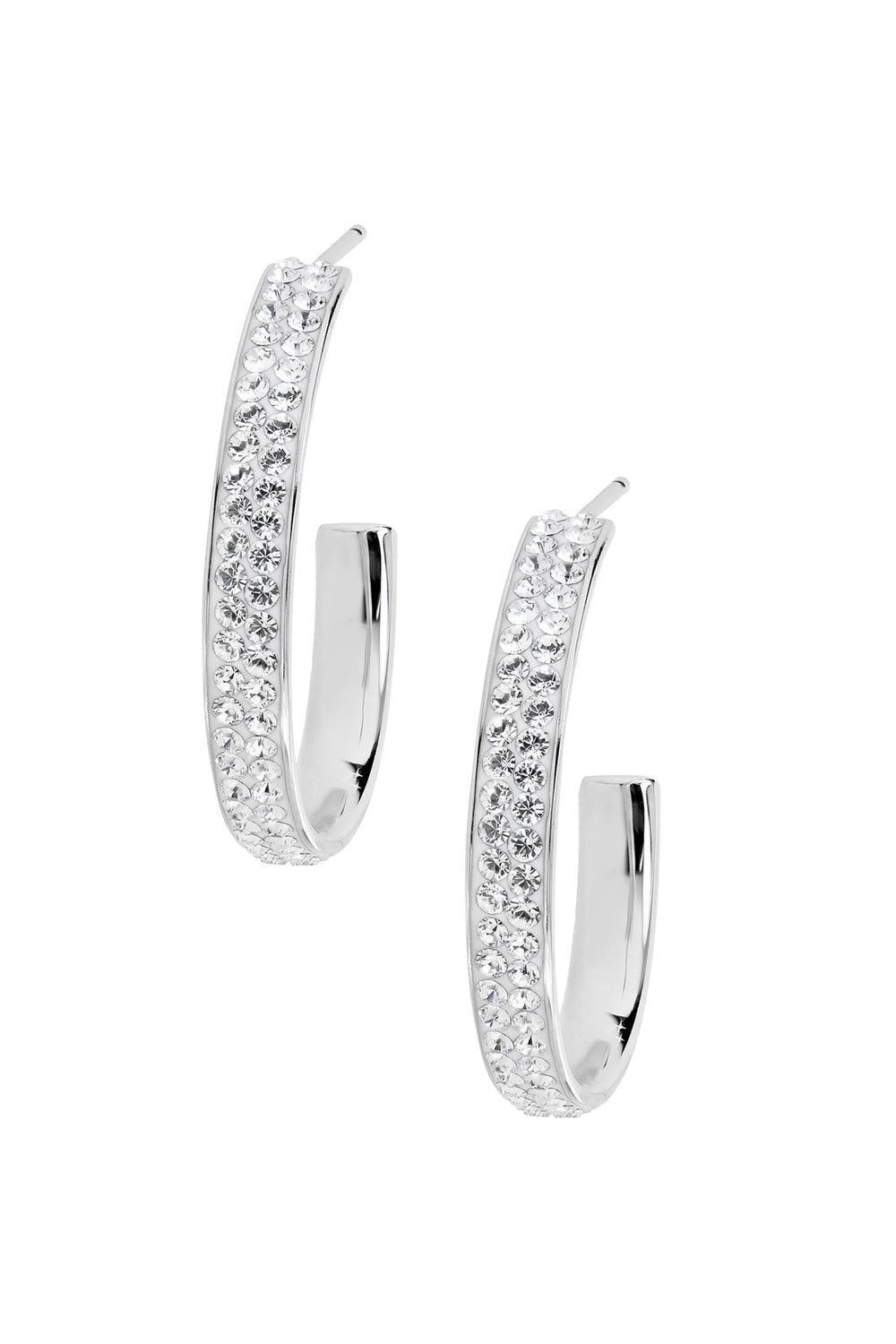 Sterling Silver Crystal 27mm Hoop Stud Earrings-1