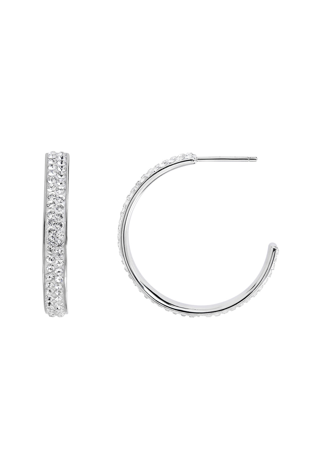 Sterling Silver Crystal 27mm Hoop Stud Earrings-2