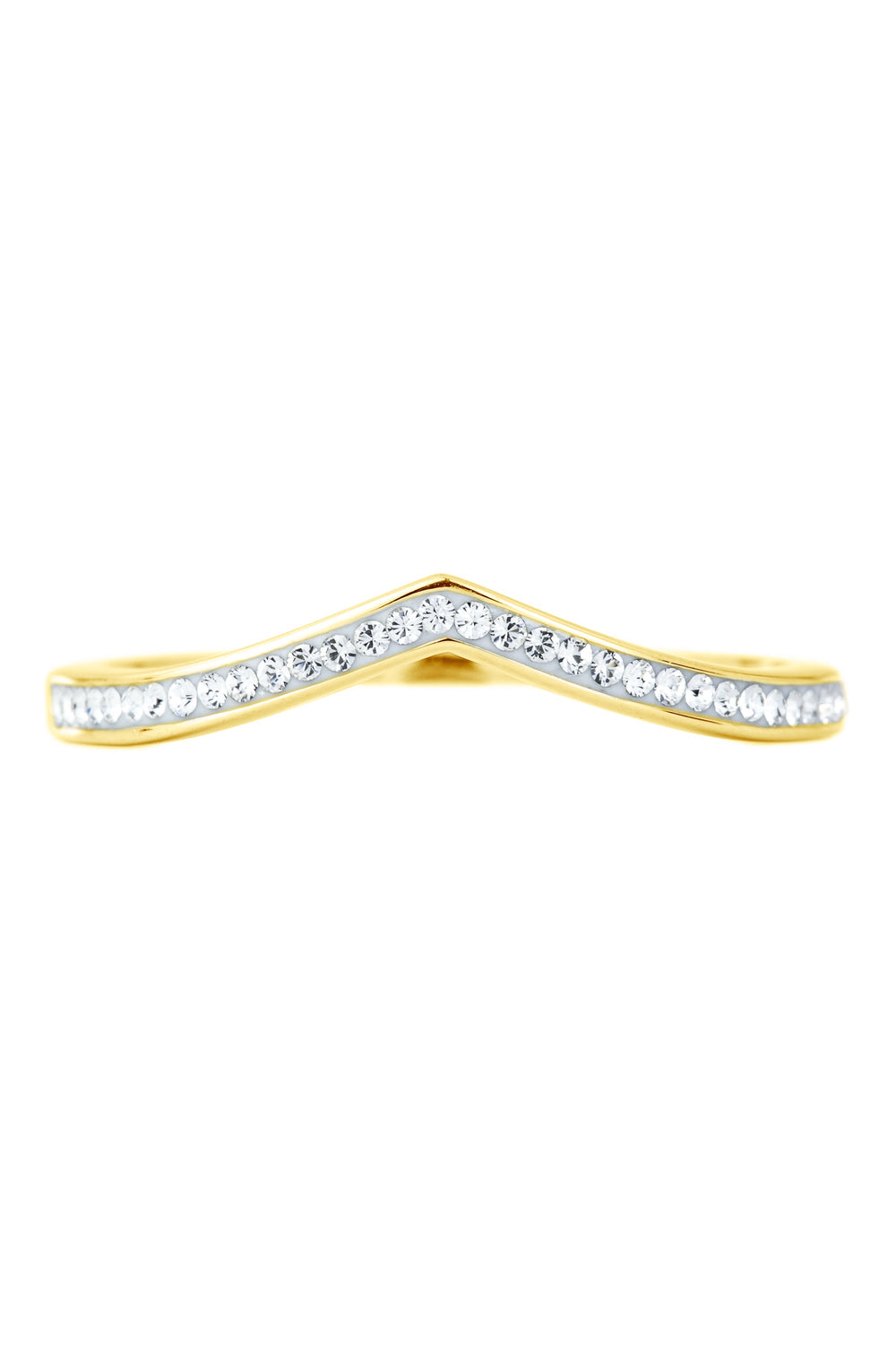 Sterling Silver Gold Plated Crystal Wishbone Ring