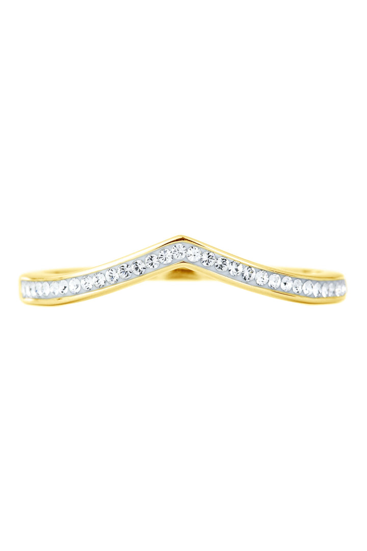 Sterling Silver Gold Plated Crystal Wishbone Ring