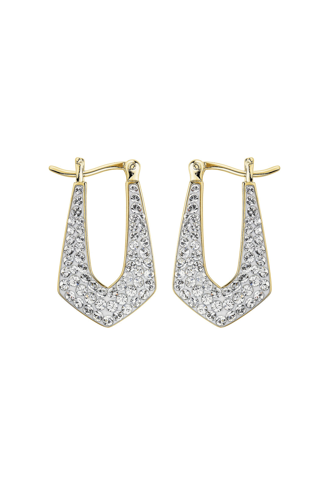 Sterling Silver Gold Plated Crystal Crystal Geo Hoop Earrings