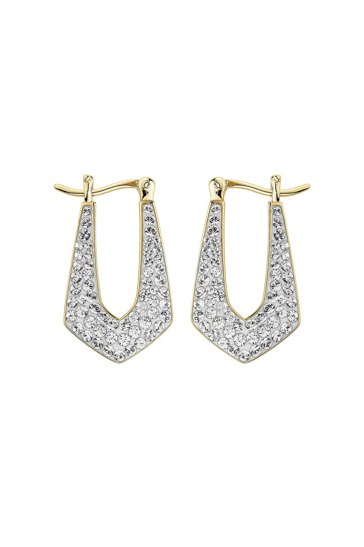 Sterling Silver Gold Plated Crystal Crystal Geo Hoop Earrings
