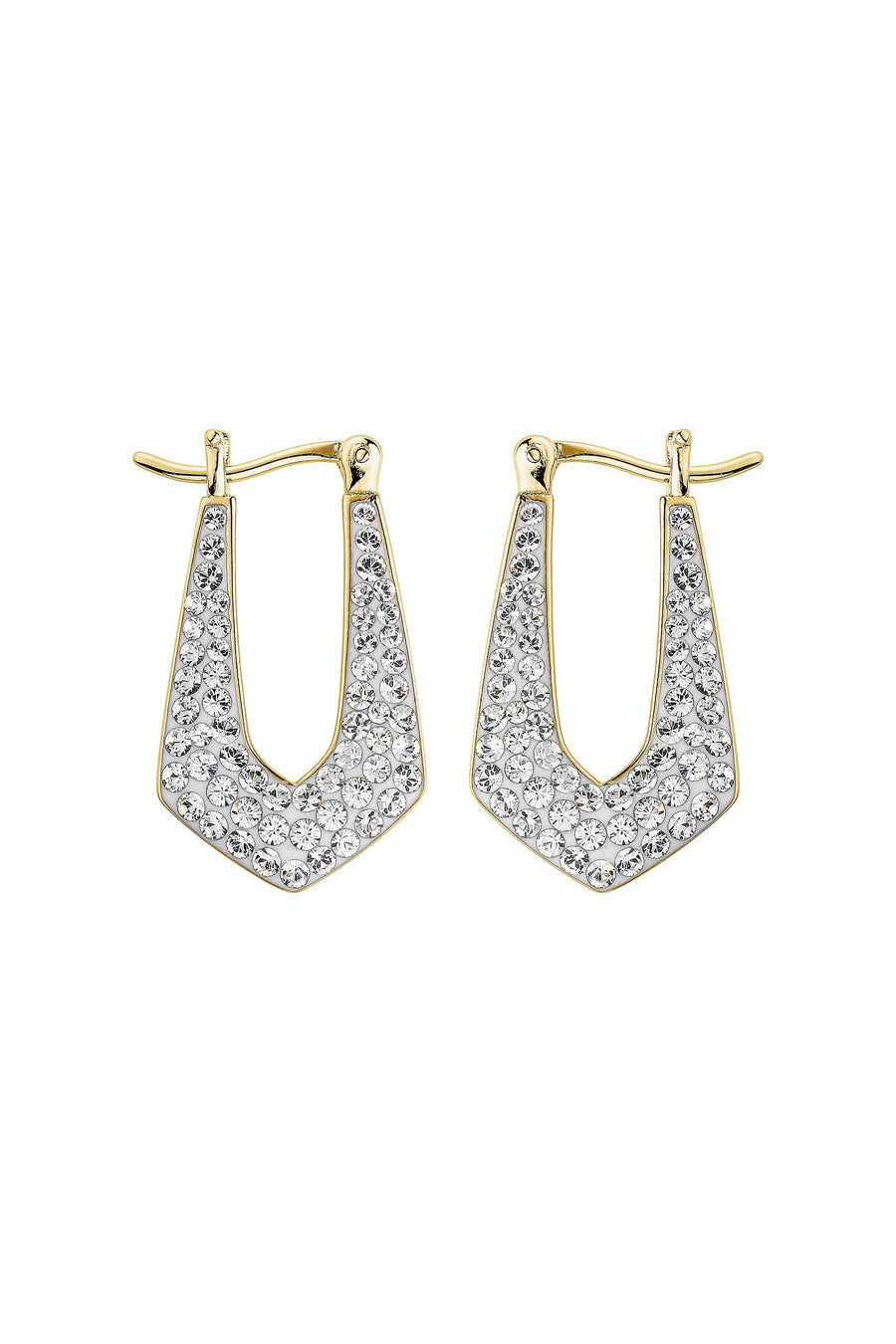 Sterling Silver Gold Plated Crystal Crystal Geo Hoop Earrings