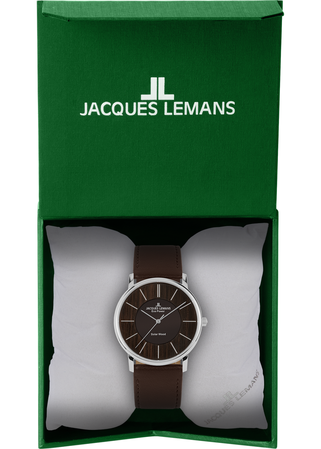 Eco Power Solar Wood Dark Brown Vegan Strap Men's Watch