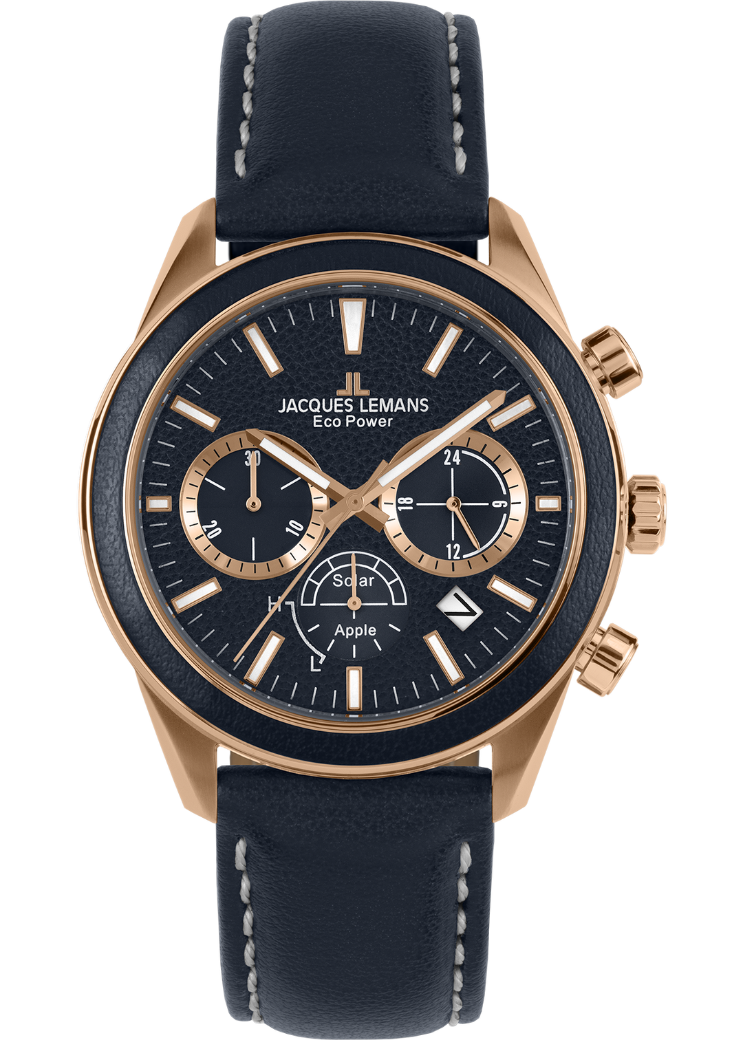 Eco Power Solar Chronograph Vegan Strap Rose Gold Plated Men's Watch