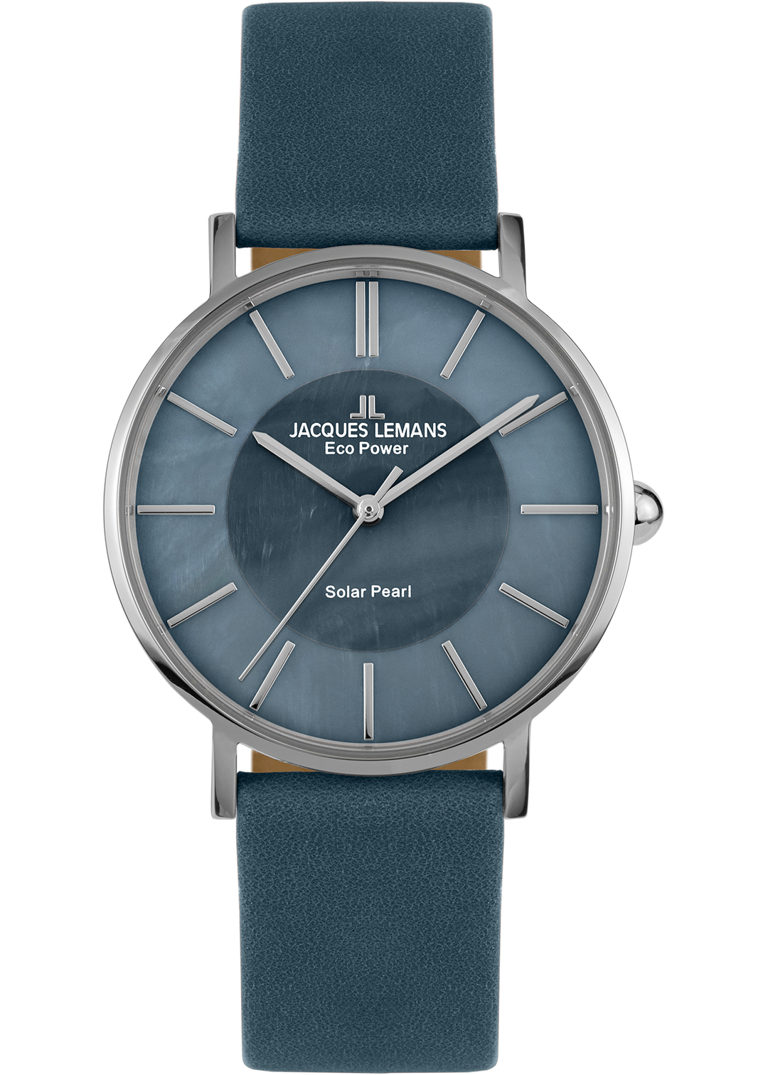 Eco Power Solar Mother of Pearl Light Blue Leather Strap Women's Watch