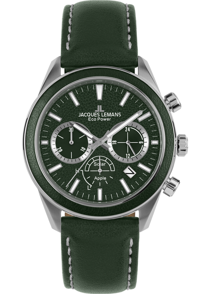 Eco Power Solar Chronograph Green Vegan Strap Men's Watch