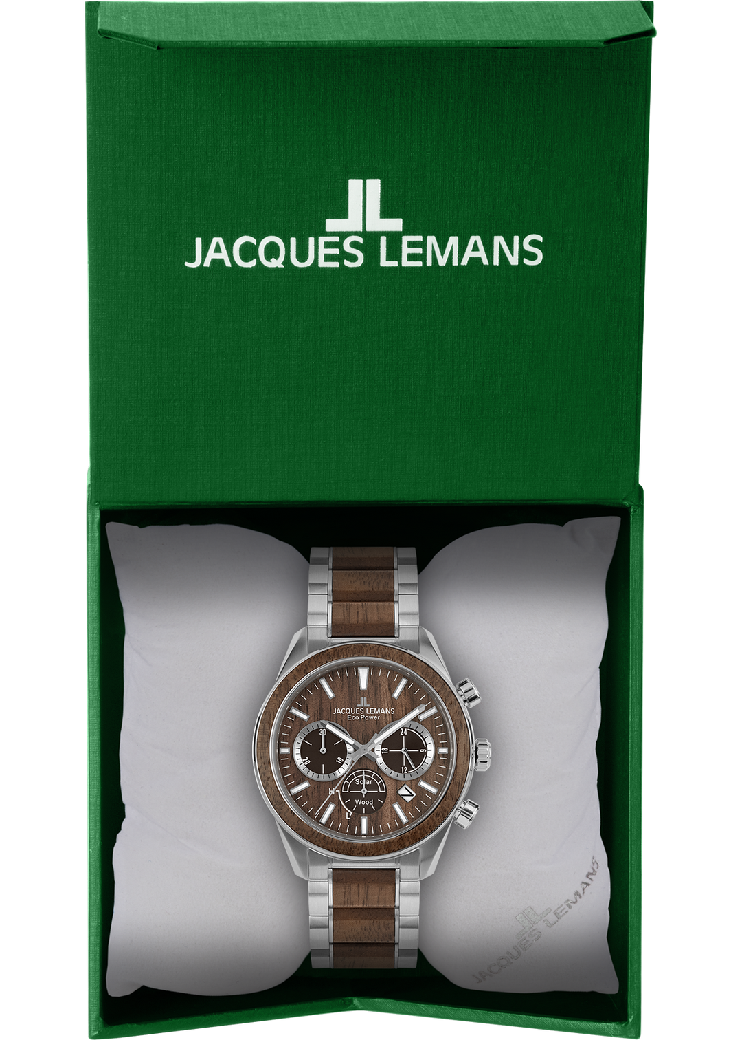 Eco Power Solar Wood Chronograph Men's Vegan Bracelet Watch