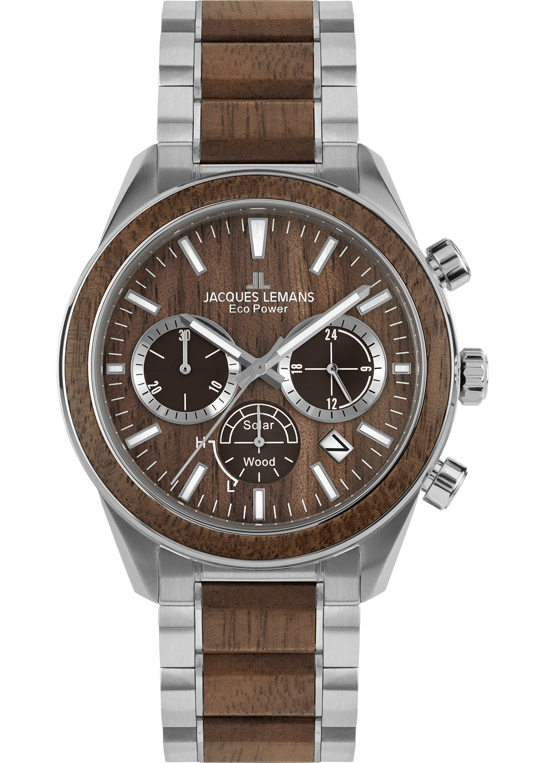 Eco Power Solar Wood Chronograph Men's Vegan Bracelet Watch