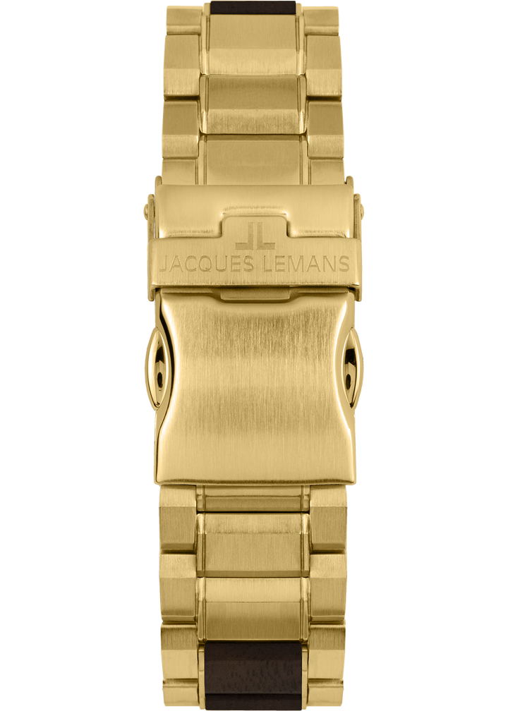 Eco Power Solar Wood Chronograph Gold Plated Vegan Men's Bracelet Watch