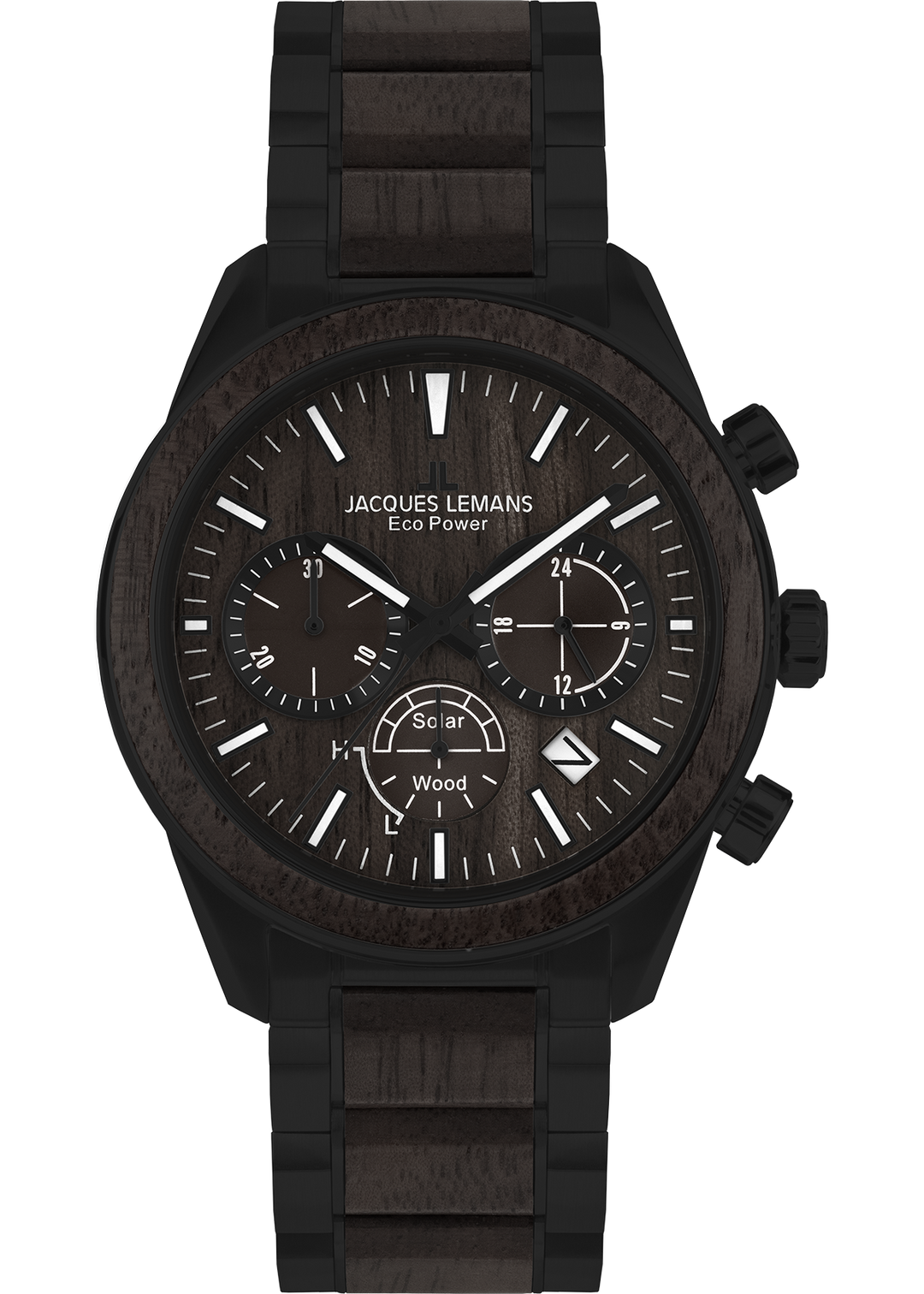 Eco Power Solar Wood Chronograph Black Men's Bracelet Watch
