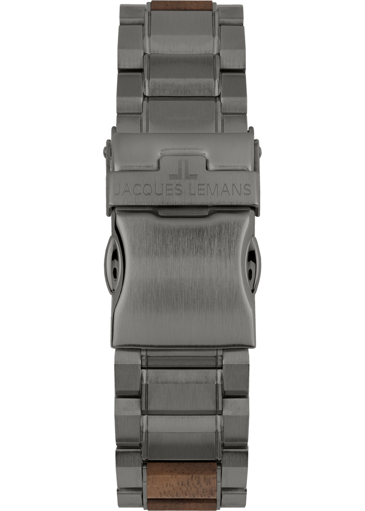 Eco Power Solar Wood Stainless Steel Grey Men's Bracelet Watch