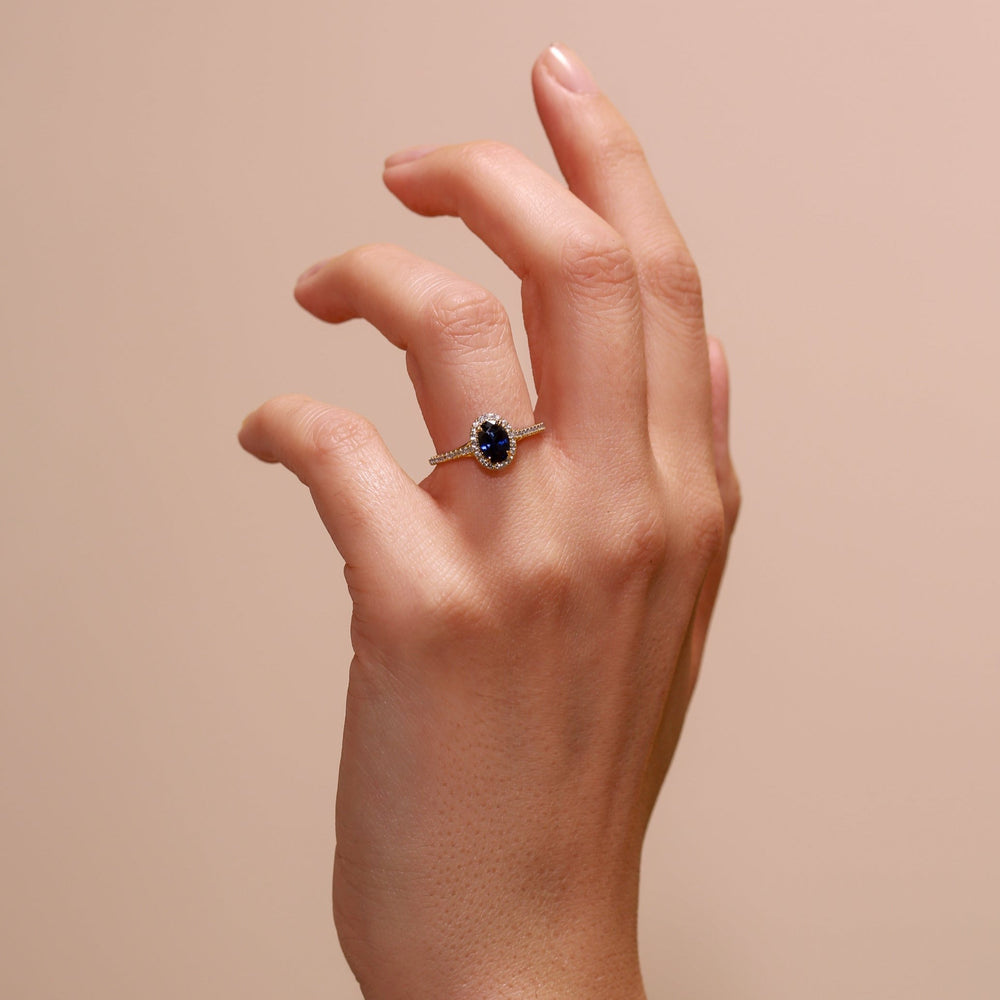 Rosalind | 9ct Yellow Gold 0.20ct tw Lab Grown Diamond and Created Sapphire Ring