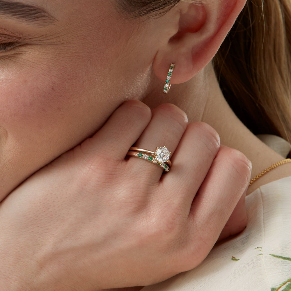 Odette | 9ct Yellow Gold 0.25ct tw Lab Grown Diamond and Created Emerald Eternity Ring