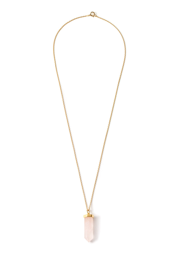 18ct Gold Plated Sterling Silver Rose Quartz Pendant Necklace
