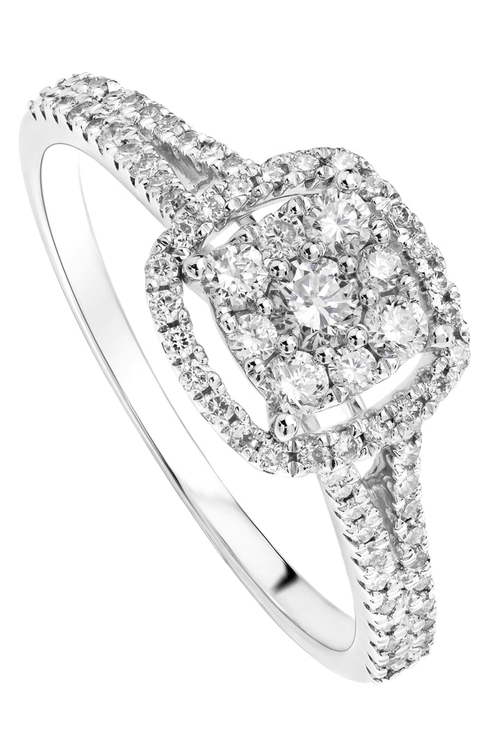 Gemma | 9ct White Gold 0.52ct tw Lab Grown Diamond Cluster Halo Ring-0