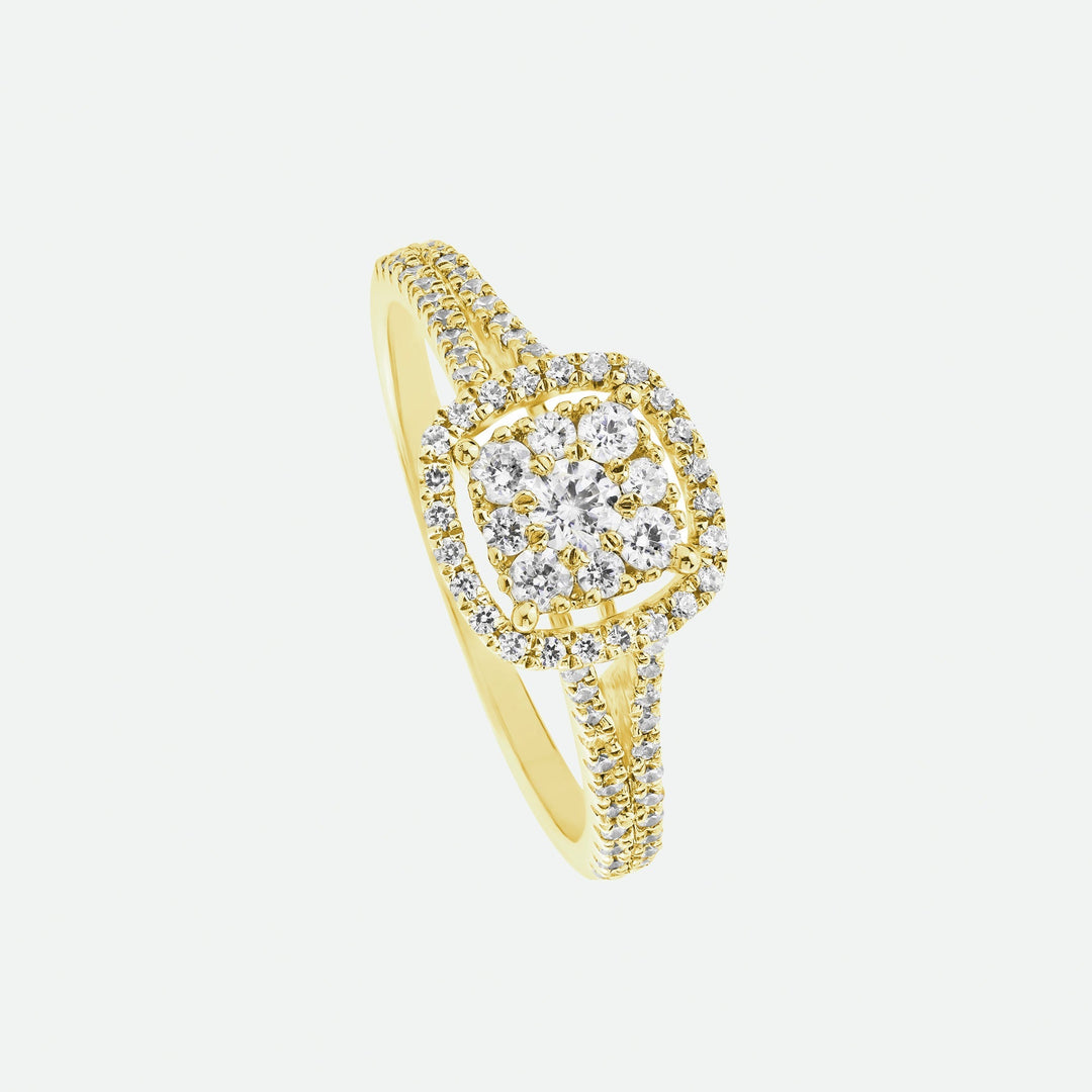 Gemma | 9ct Yellow Gold 0.52ct tw Lab Grown Diamond Cluster Halo Ring