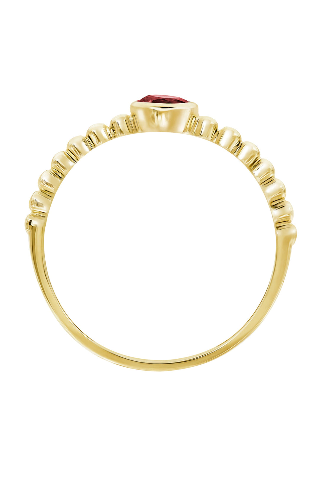 9ct Yellow Gold Red Cubic Zirconia Beaded Ring