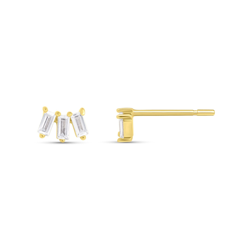 Christmas Bauble Gift | 18ct Gold Plated Sterling Silver Cubic Zirconia Baguette Studs