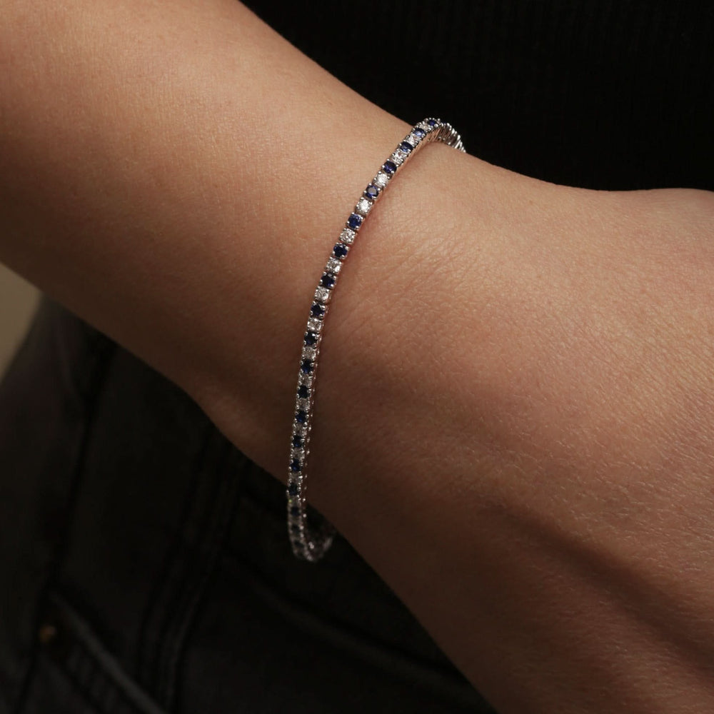 Penelope | 9ct White Gold Created Sapphire and Lab Grown Diamond Bracelet-1