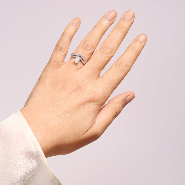 Mayu | 9ct White Gold 0.12ct tw Lab Grown Diamond Wishbone Wedding Band