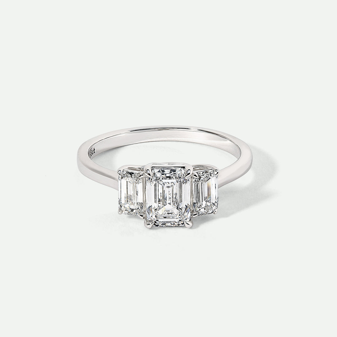 Murphy | 9ct White Gold 1.56ct tw Emerald Cut Lab Grown Diamond Three Stone Ring-0