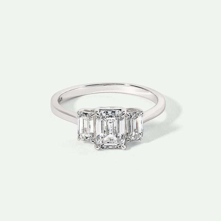 Murphy | 9ct White Gold 1.56ct tw Emerald Cut Lab Grown Diamond Three Stone Ring-0