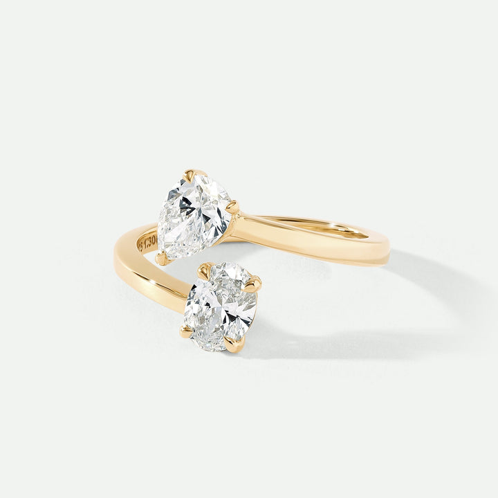 Giselle | 9ct Yellow Gold 1.30ct tw Lab Grown Diamond Toi et Moi Ring-3