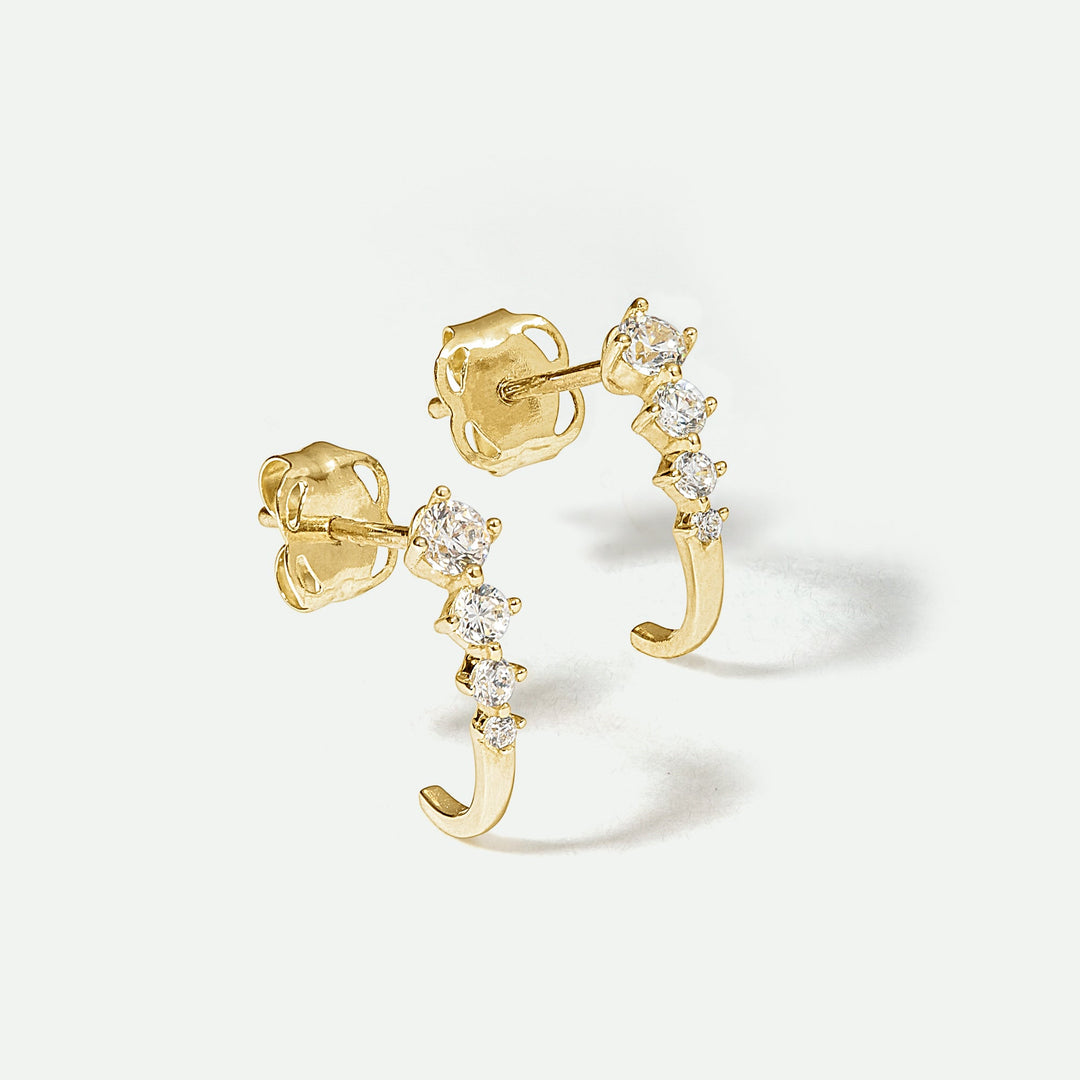 9ct Yellow Gold Lab Grown Diamond J Trio Stud Earrings-0