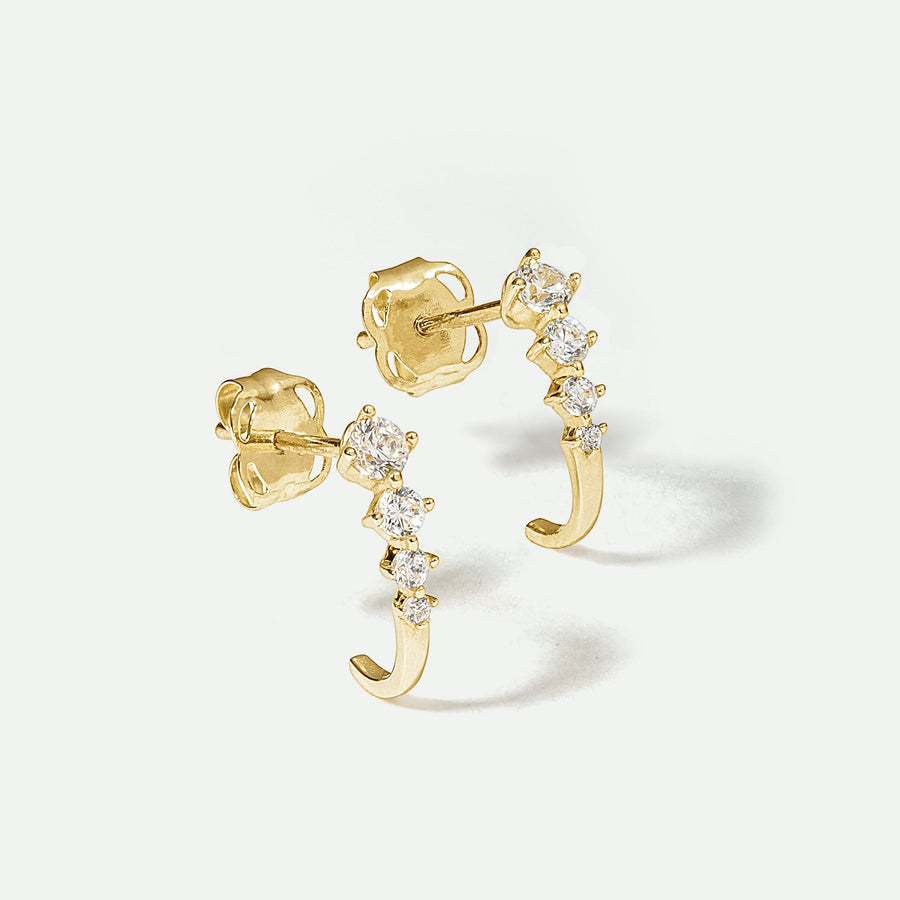 9ct Yellow Gold Lab Grown Diamond J Trio Stud Earrings