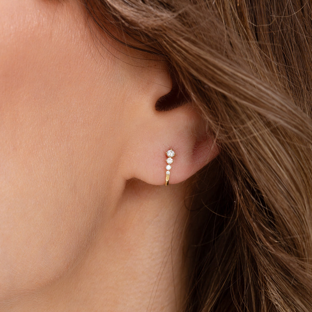 9ct Yellow Gold Lab Grown Diamond J Trio Stud Earrings-2