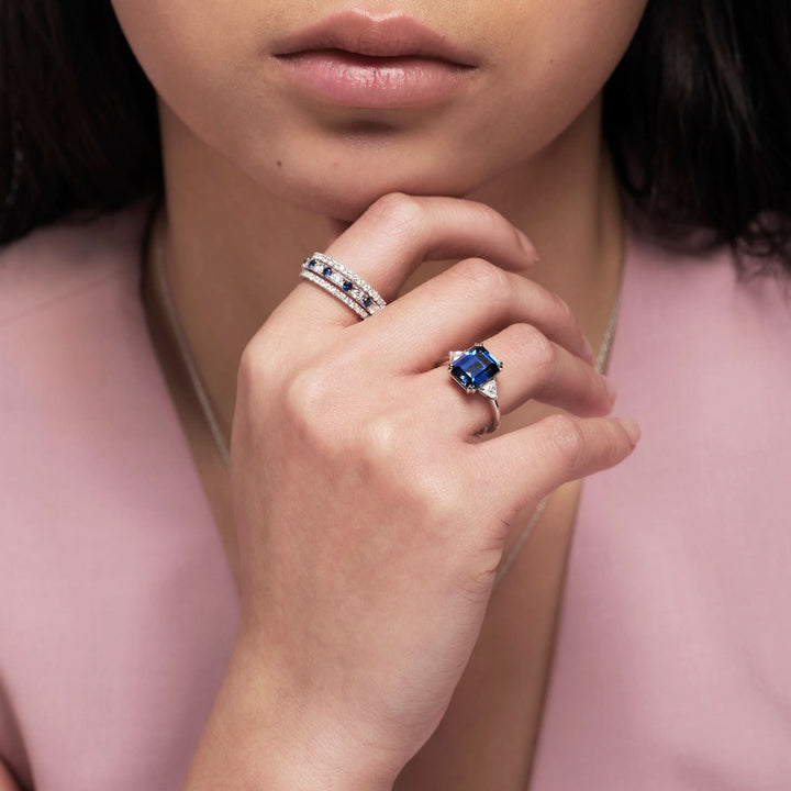 Cassie | 9ct White Gold Created Sapphire and 0.36ct tw Lab Grown Diamond Ring-2
