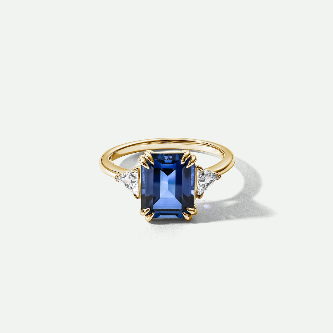 Cassie | 9ct Yellow Gold Created Sapphire and 0.36ct tw Lab Grown Diamond Ring-0