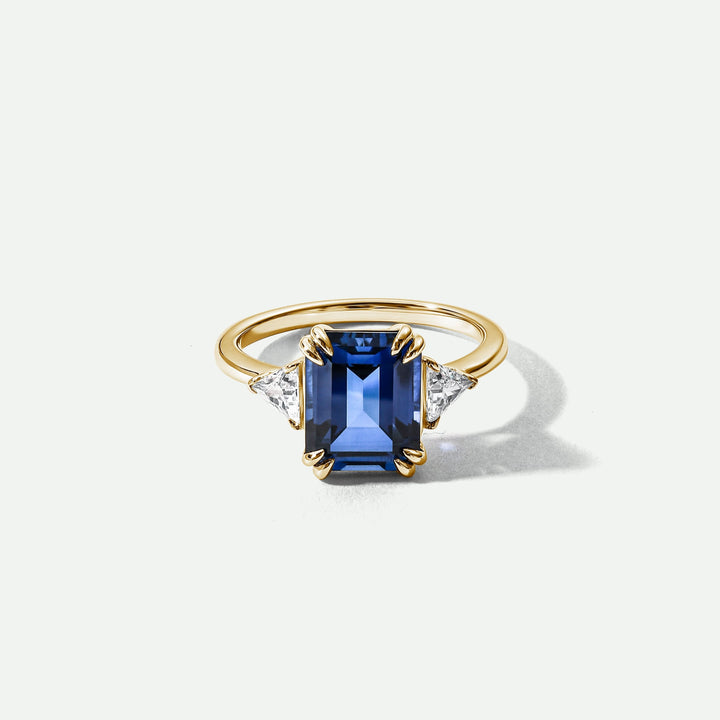 Cassie | 9ct Yellow Gold Created Sapphire and 0.36ct tw Lab Grown Diamond Ring-0