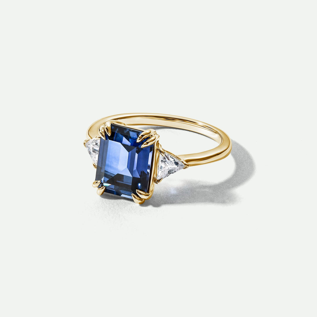 Cassie | 9ct Yellow Gold Created Sapphire and 0.36ct tw Lab Grown Diamond Ring-1
