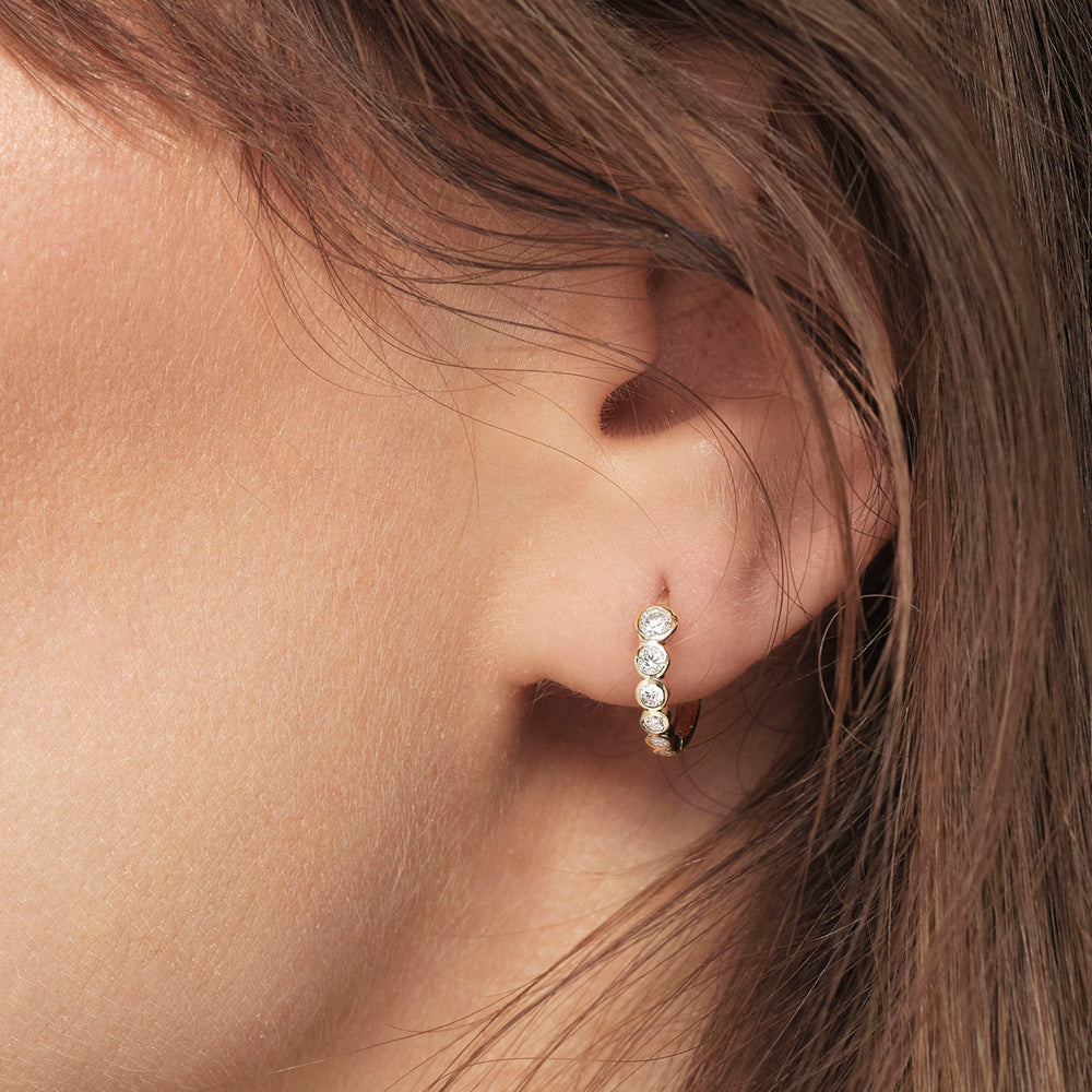 9ct Gold 0.33ct tw Lab Grown Diamond Orb Huggie Hoop Earrings