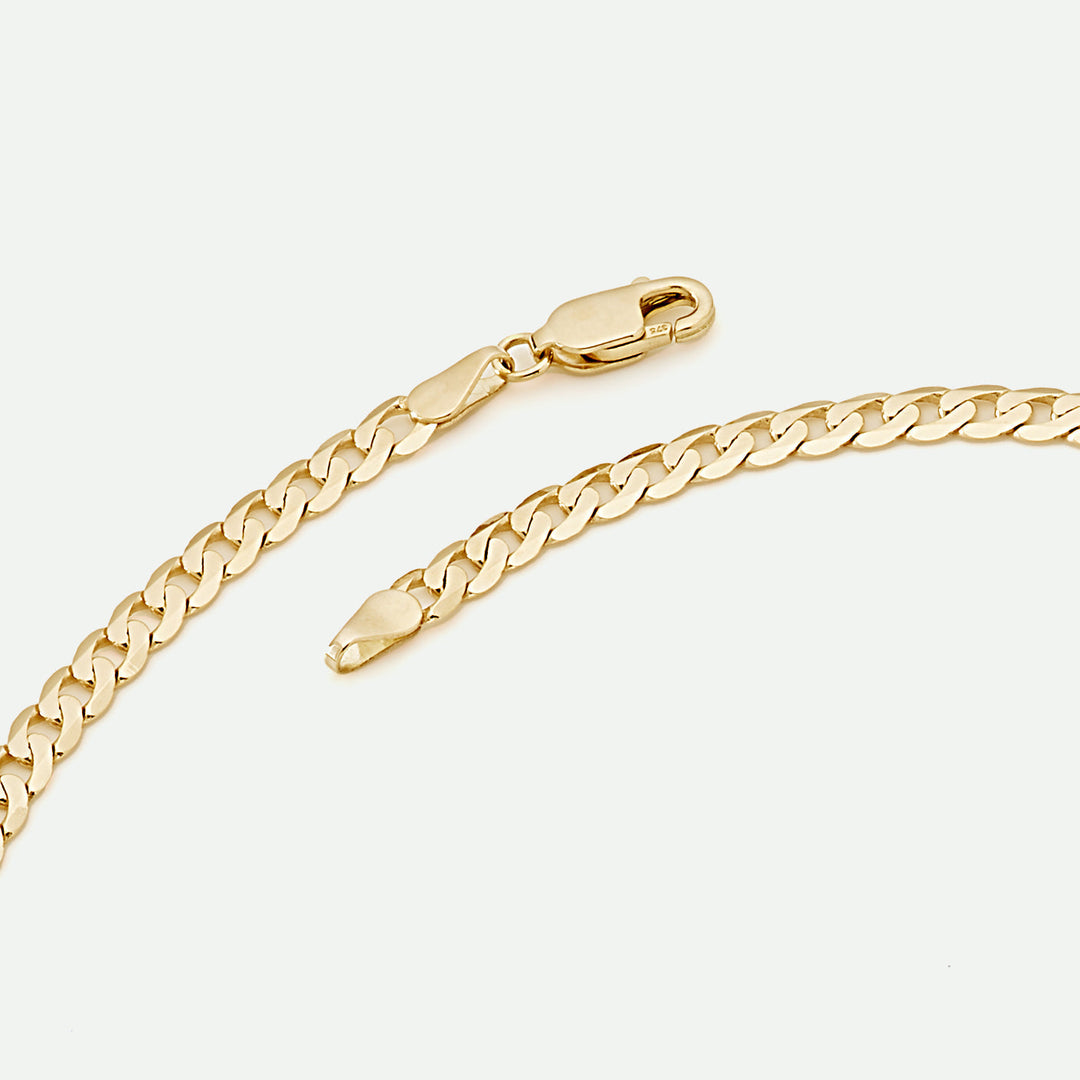 9ct Yellow Gold Solid Curb Chain Necklace (3.75mm) 18 inch