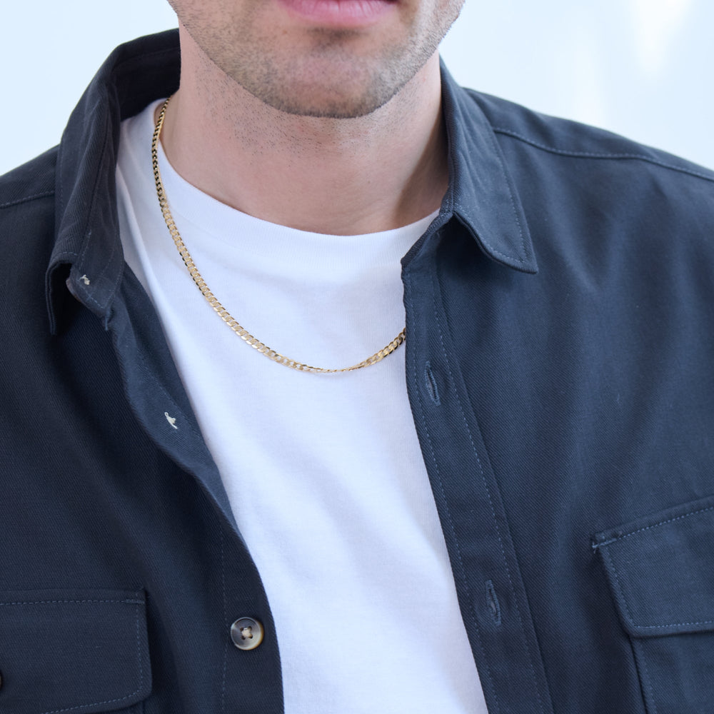 9ct Yellow Gold Solid Curb Chain Necklace (3.75mm) 20 inch