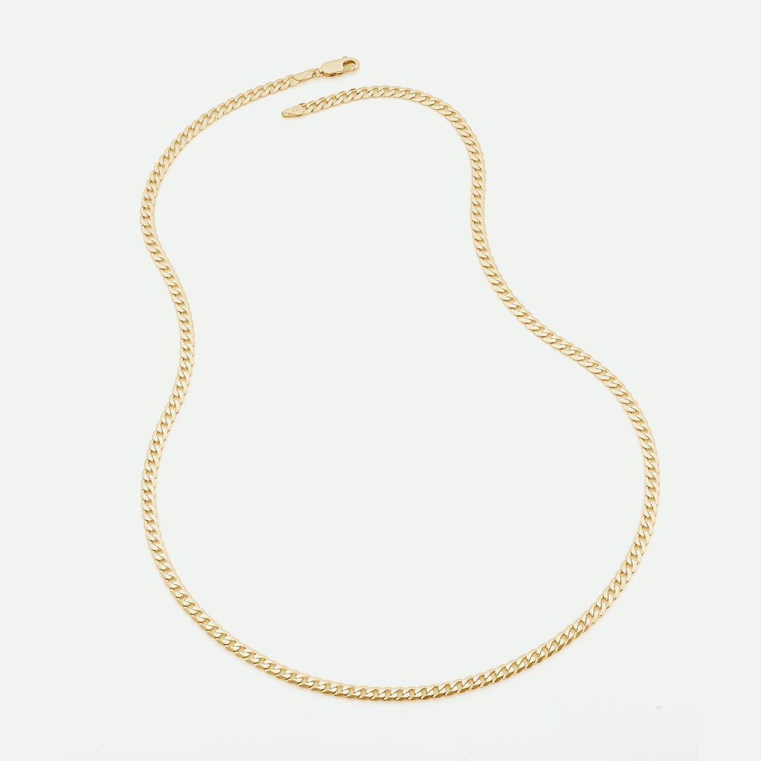 9ct Yellow Gold Solid Curb Chain Necklace (4mm) 22 inch