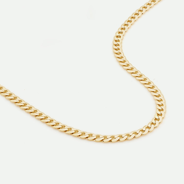 9ct Yellow Gold Solid Curb Chain Necklace (4mm) 22 inch