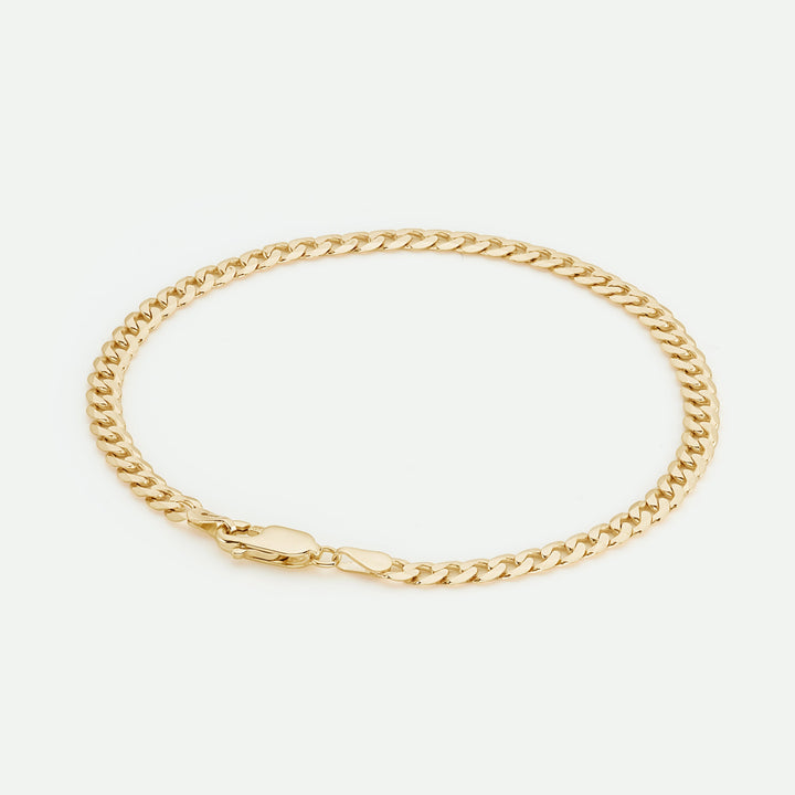 9ct Yellow Gold Solid Curb Chain Bracelet (4mm) 8 inch